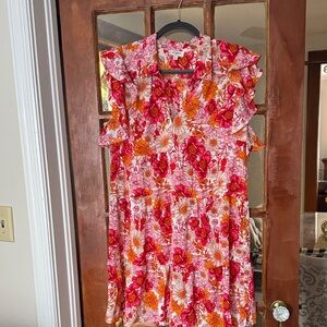 Umgee Pink and Orange Floral Dress GUC Size Large
